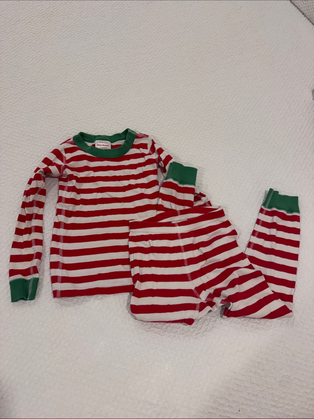 Hanna Andersson Red & White Striped Pajama Set with Green Trim